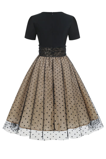 Sort Polka Dots Vintage 1950'erne Kjole